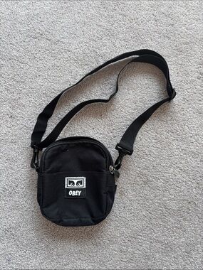 Obey Black Mini Crossbody Bag with Logo Patch